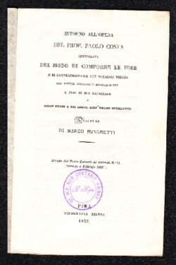 Discorso intorno all'opera del Prof. Paolo Costa intitolata Del modo di comporre le idee