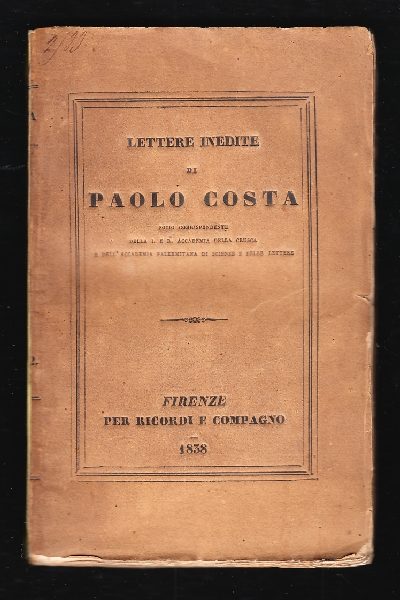 Lettere inedite di Paolo Costa