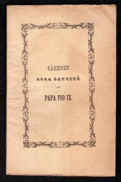 Orazione alla Santità di Pio IX scritta dall'avv. A. Pizzoli