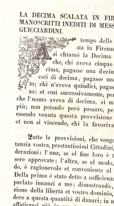La decima scalata in Firenze nel 1497. Da manoscritti inediti di Messer Francesco De Guicciardini