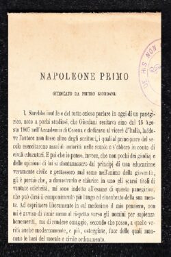 Napoleone primo giudicato da Pietro Giordani