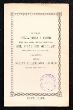 Ricordo della Fiera a Premi tenutasi nella Scuola Comunale del Piano dei Giullari