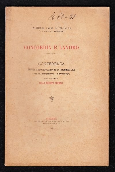 Concordia e Lavoro Conferenza tenuta a Montepulciano