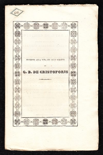 Intorno alla vita ed agli scritti di G. B. De Cristoforis