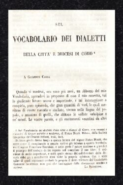 Sul Vocabolario dei Dialetti della Città e Diocesi di Como