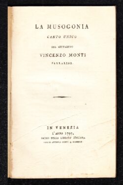 La musogonia. Canto unico del cittadino Vincenzo Monti ferrarese