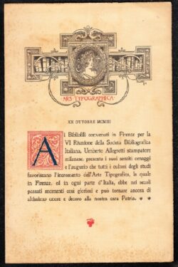 Augurio ai Bibliofili convenuti in Firenze 20 Ottobre 1903