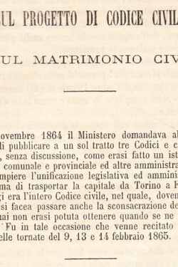 Sul progetto di Codice civile e sul matrimonio civile