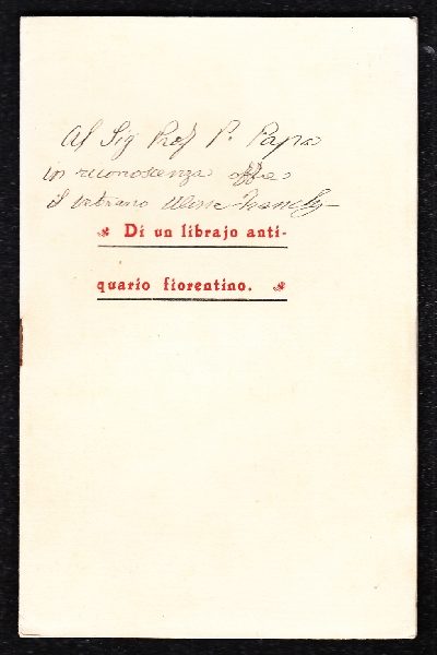 Di un libraio antiquario fiorentino