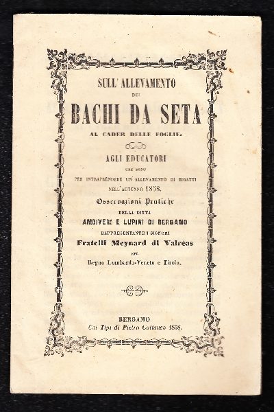 Sull'allevamento dei bachi da seta al cader delle foglie