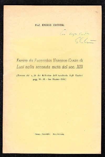 Enrico da Fucecchio Vescovo Conte di Luni nella seconda metà del sec. XIII