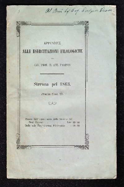 Appendice alle Esercitazioni Filologiche del Cav. Prof. M. Ant. Parenti