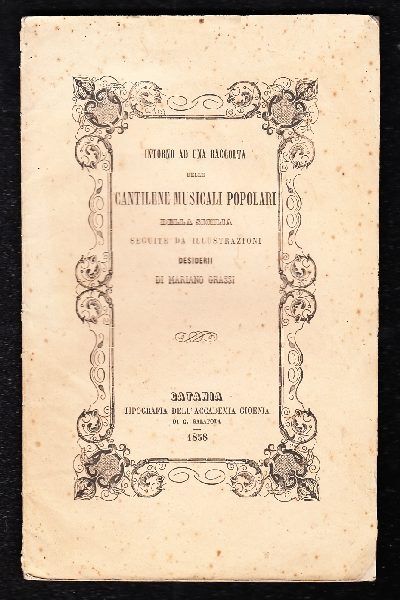 Intorno ad una raccolta delle Cantilene Musicali Popolari della Sicilia