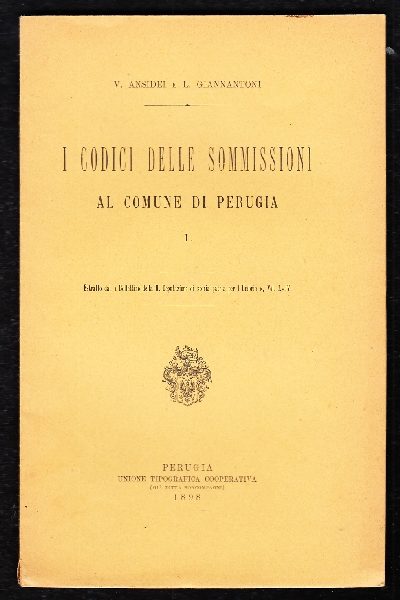 I Codici delle Sommissioni al Comune di Perugia.