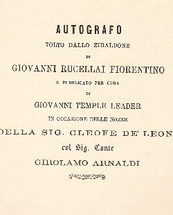 AUTOGRAFO tolto dallo Zibaldone DI Giovanni Rucellai Fiorentino