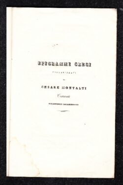 Epigrammi Greci volgarizzati da Cesare Montalti Cesenate Accademico Incamminato