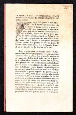 La Decima Scalata in Firenze nel 1497 da Manoscritti inediti di Messer Francesco De Guicciardini