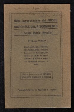 PAROLE nella Inaugurazione del Museo Nazionale del Risorgimento in Santa Maria Novella
