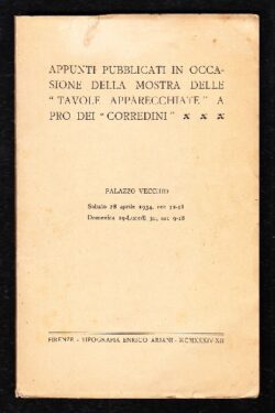 APPUNTI pubblicati in occasione della Mostra delle Tavole Apparecchiate a pro dei corredini