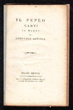 Il Peplo. Canti in morte di Lodovico Savioli