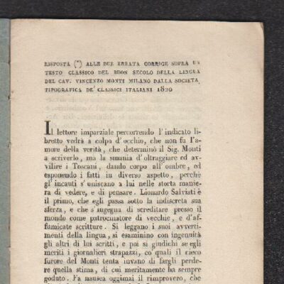 Risposta alle due errata corrige sopra un testo classico ... del Cav. Vincenzo Monti