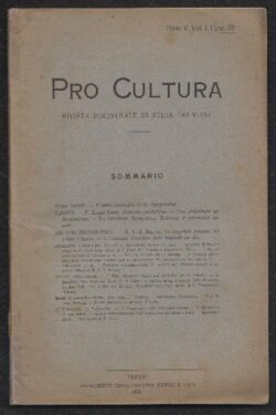 Pro Cultura Rivista Bimestrale di Studi Trentini Anno V, Vol. 1