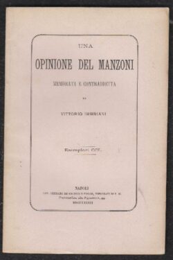 Una Opinione del Manzoni memorata e contraddetta