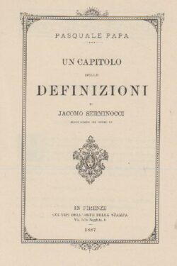 Un Capitolo delle Definizioni di Jacomo Serminocci Poeta senese del Secolo XV