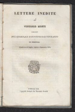 Lettere inedite di Vincenzo Monti