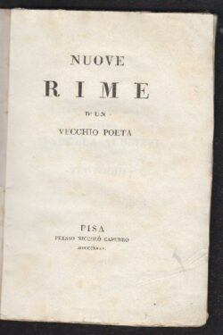 Nuove Rime d'un Vecchio Poeta