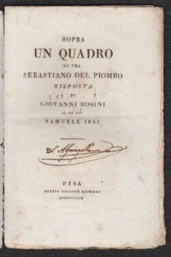 Sopra un Quadro di Fra Sebastiano Del Piombo