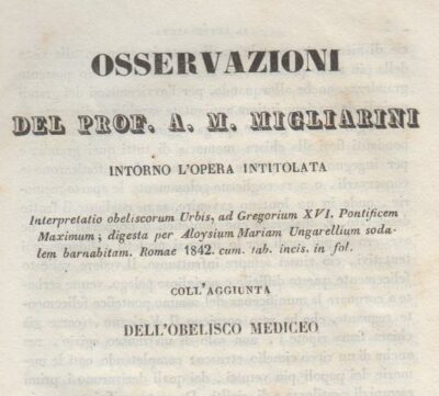 Osservazioni intorno all'opera intitolata Interpretatio obeliscorum Urbis