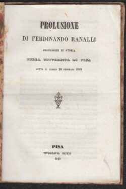 Gaspero Pecchioli, Prolusione di Ferdinando Ranalli