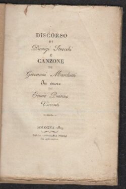 Discorso di Dionigi Strocchi e canzone di Giovanni Marchetti in onore di Ennio Quirino Visconti
