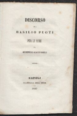Discorso di Basilio Puoti per le Rime di Giuseppina Guacci Nobile