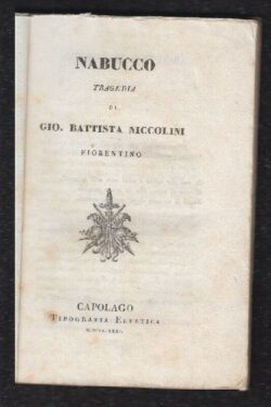 Nabucco. Tragedia di Gio. Battista Niccolini fiorentino