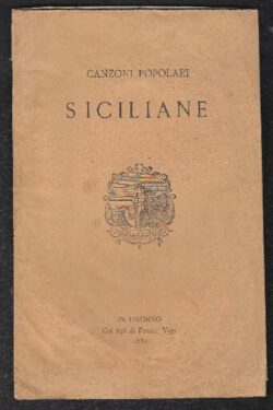 Canzoni Popolari Siciliane, per nozze Mazzoni - Chiarini