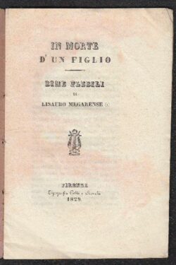 In morte d'un figlio. Rime Flebili