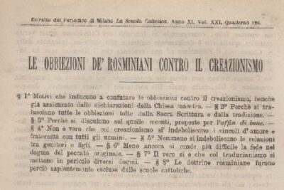 Le obbiezioni de' Rosminiani contro il Creazionismo