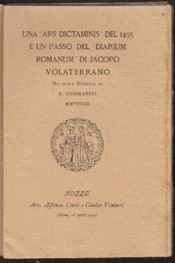 Una 'Ars dictaminis' del 1495 e un passo del Diarium romanum di Iacopo Volaterrano