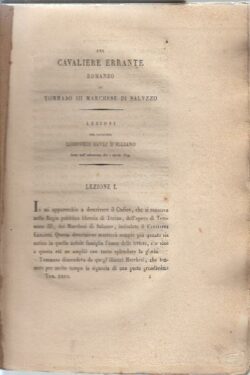 Del Cavaliere Errante. ROMANZO di Tommaso III Marchese di Saluzzo