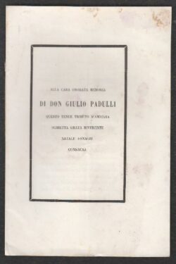 Alla Cara Onorata Memoria di Don Giulio Padulli
