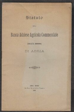 Statuto della Società Adriese Agricola Commerciale (Società Anonima) di Adria