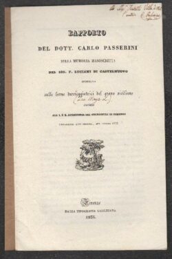 Rapporto sulla memoria manoscritta  intitolata Sulle larve danneggiatrici del grano siciliano