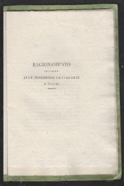 Ragionamento intorno alle discordie letterarie d'oggidì