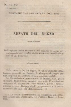 N. 47 bis Sessione Parlamentare del 1863 - Senato del Regno