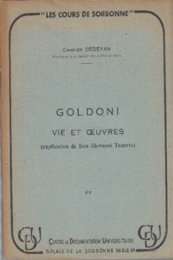Goldoni vie et oeuvres (Explication de Don Giovanni Tenorio)