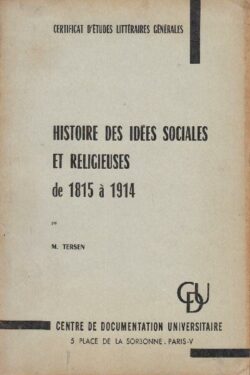 Histoire des idées sociales et religieuses de 1815 à 1914