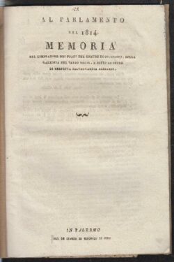 Al Parlamento del 1814 MEMORIA del compradore dei fondi del Comune di Collesano