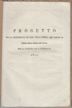 Progetto per la censuazione dei beni delle Chiese, dei Comuni, ecc.